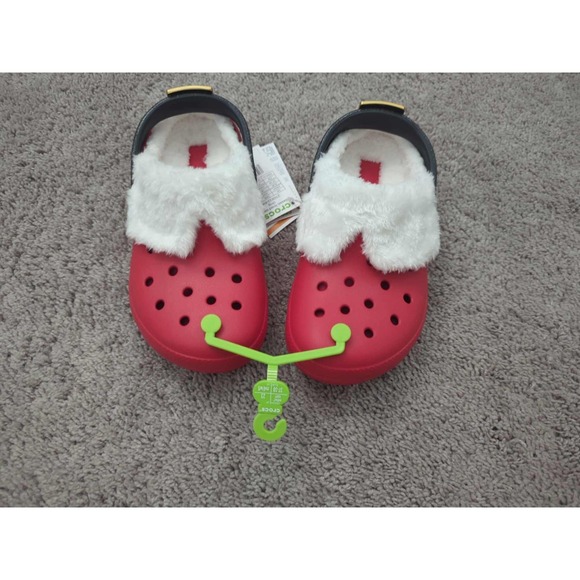 Crocs Clogs Mens Mens 5/ Womens 7 Red Classic Lined Santa NWT Christmas - Picture 1 of 7